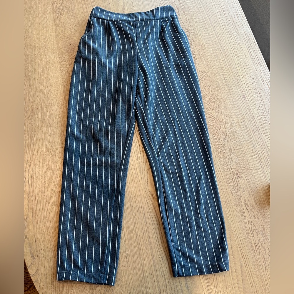 Yikeke Chic Striped Women's Trousers Pants Grey and White Size S